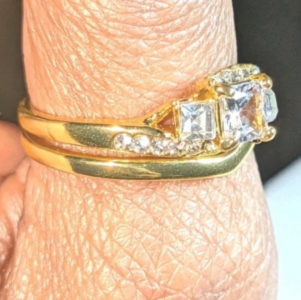 Womens 3ct Princess Cut Lab Created Diamond Halo Duo Wedding Ring Set Sz 10